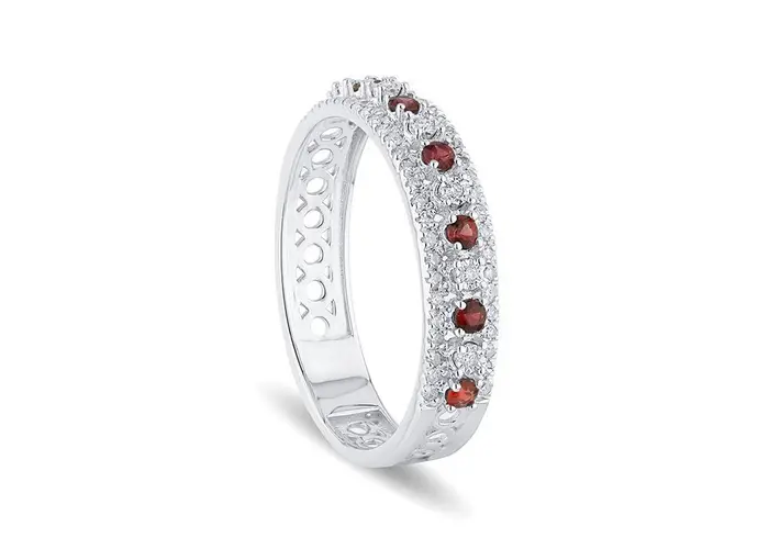BLISS Anello In Oro Bianco Con Diamante/Rubino - Bl Etoile