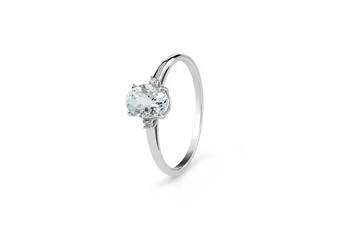 BLISS Anello In Oro Bianco Con Diamante/Semiprezioso
