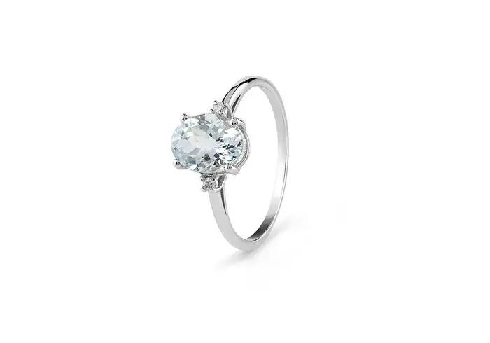 BLISS Anello In Oro Bianco Con Diamante/Semiprezioso