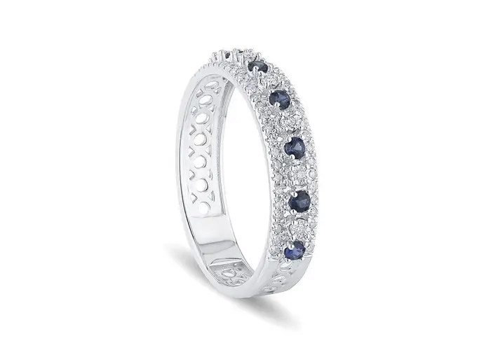 BLISS Anello In Oro Bianco Con Diamante/Zaffiro - Bl Etoile