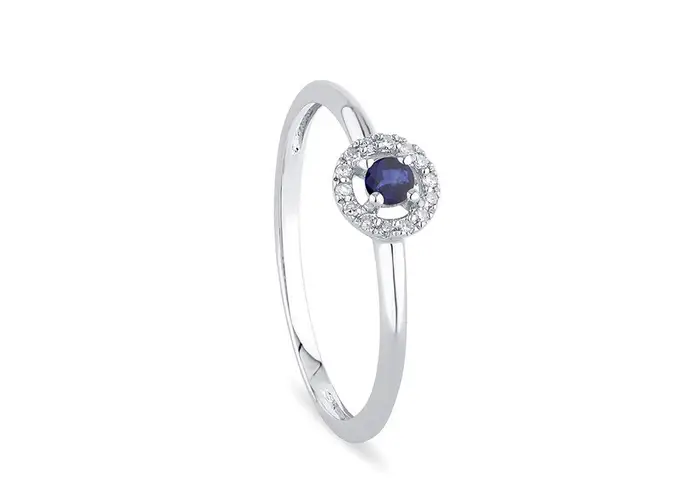 BLISS Anello In Oro Bianco Con Diamante/Zaffiro