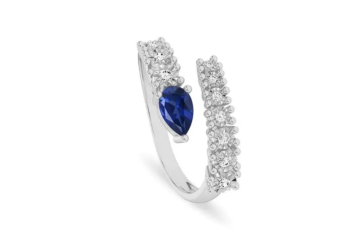 BLISS Anello In Oro Bianco Con Diamante/Zaffiro