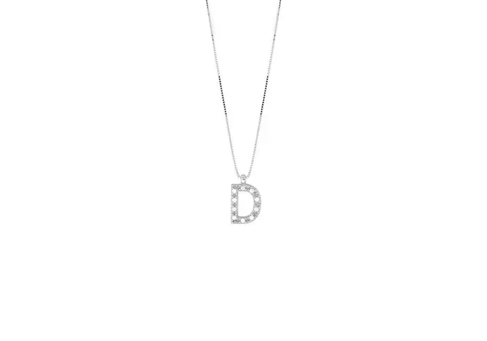 BLISS Collana In Oro Bianco Con Diamante - Bl Alphabet