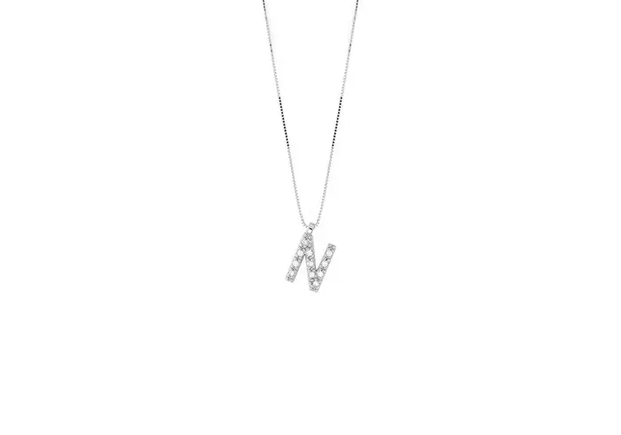 BLISS Collana In Oro Bianco Con Diamante - Bl Alphabet