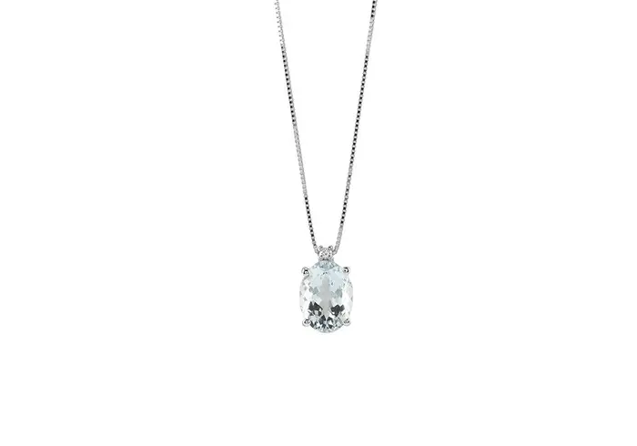 BLISS Collana In Oro Bianco Con Diamante/Semiprezioso