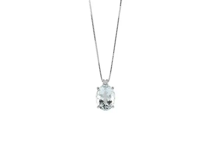 BLISS Collana In Oro Bianco Con Diamante/Semiprezioso
