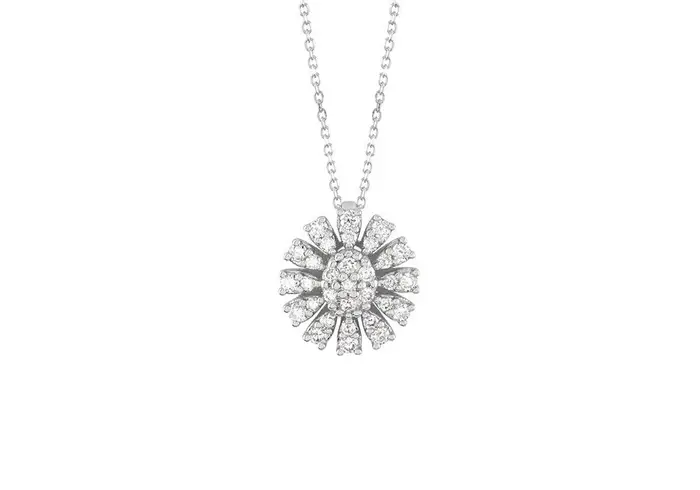 BLISS Collierino In Oro Bianco Con Diamante - Bl Girasole