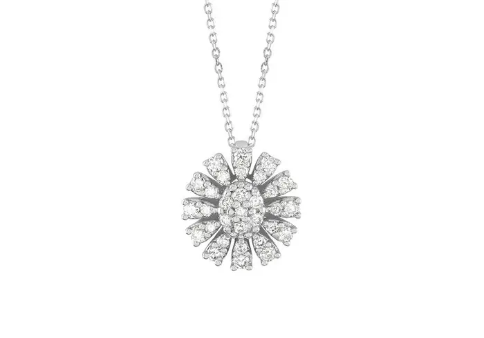 BLISS Collierino In Oro Bianco Con Diamante - Bl Girasole
