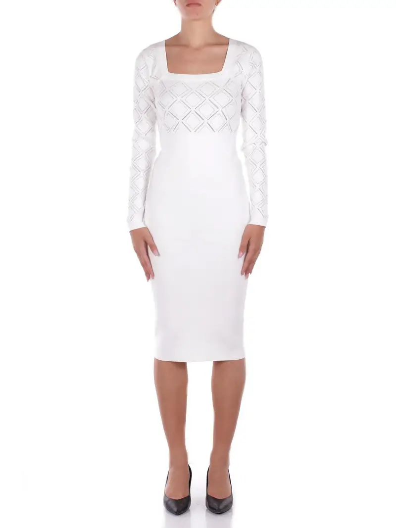 BLUGIRL BLUMARINE Abito Donna White Ecs kat abito maglia visc