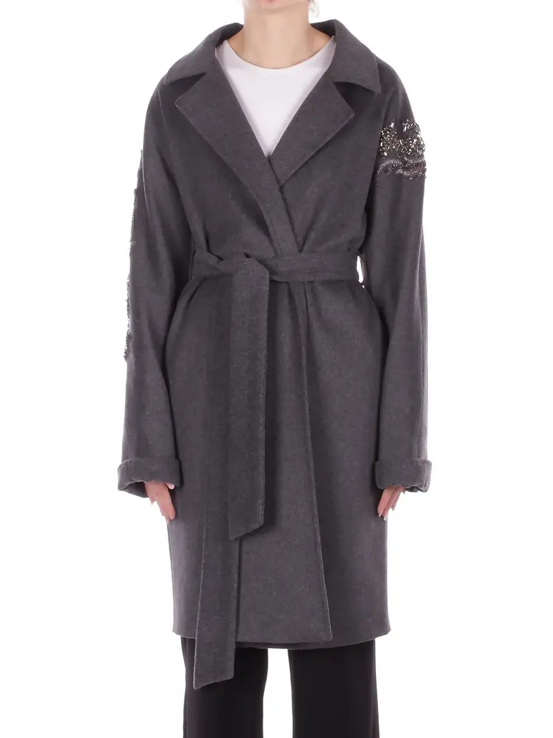 BLUGIRL BLUMARINE Cappotto Donna Antracite Cappotto vestaglia panno