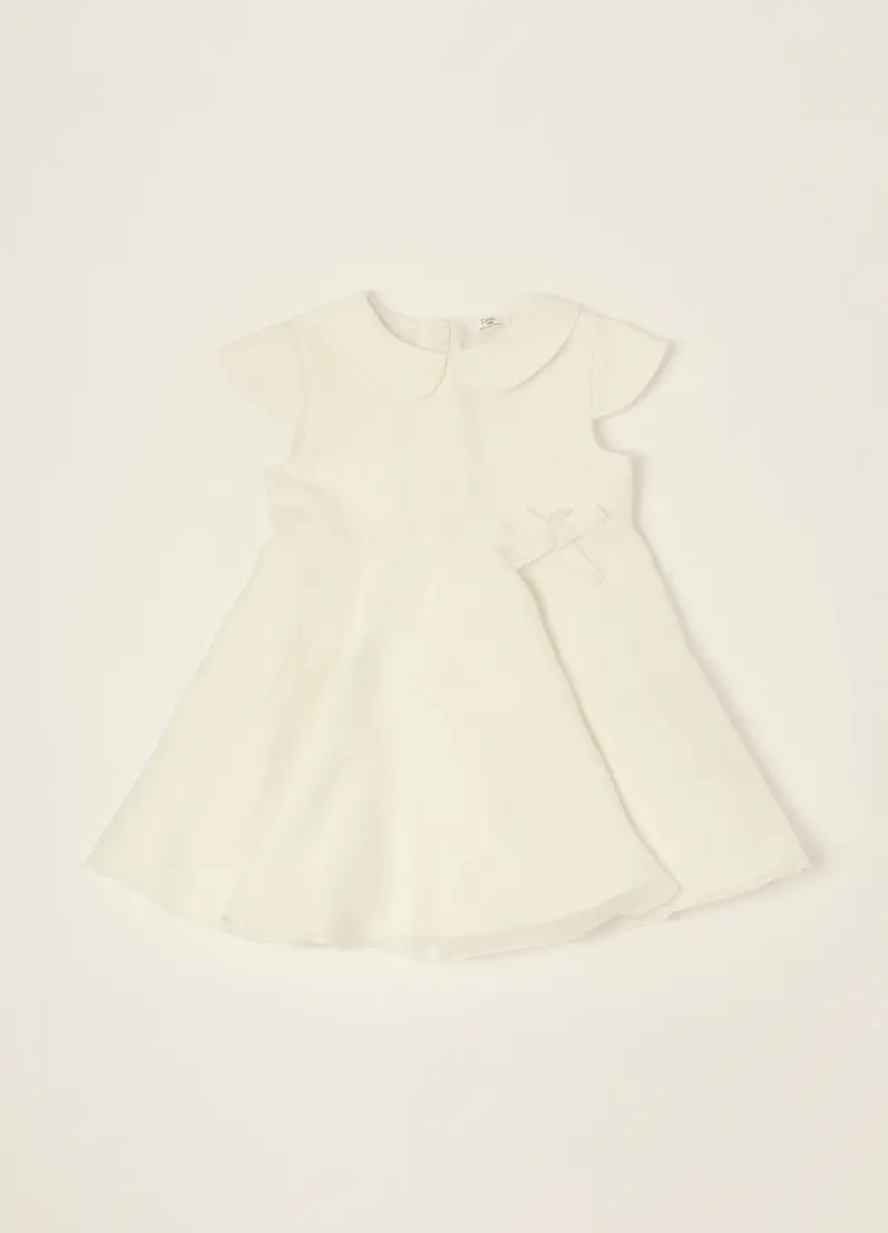 Blukids Abito Bianco Con Dettagli Ricamati, Neonata, Beige