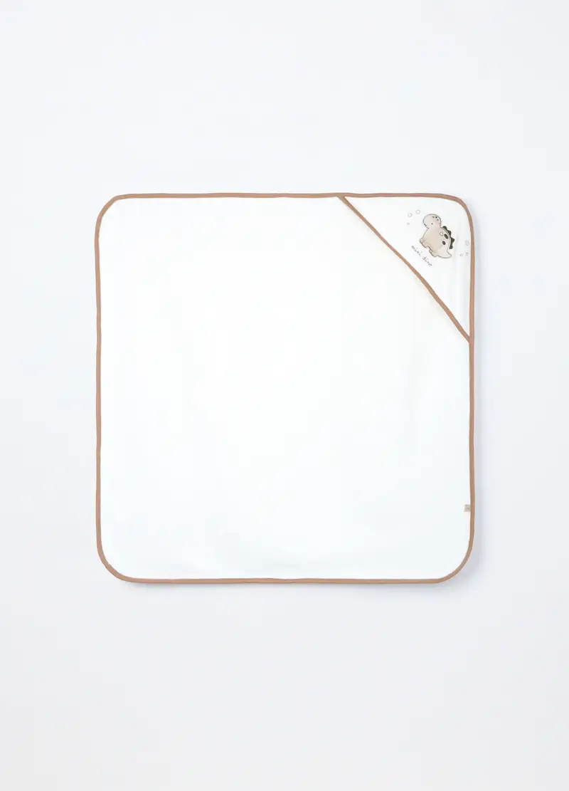 Asciugamano Con Angolo In Spugna Di Puro Cotone Neonato, Bianco/Marrone, .U