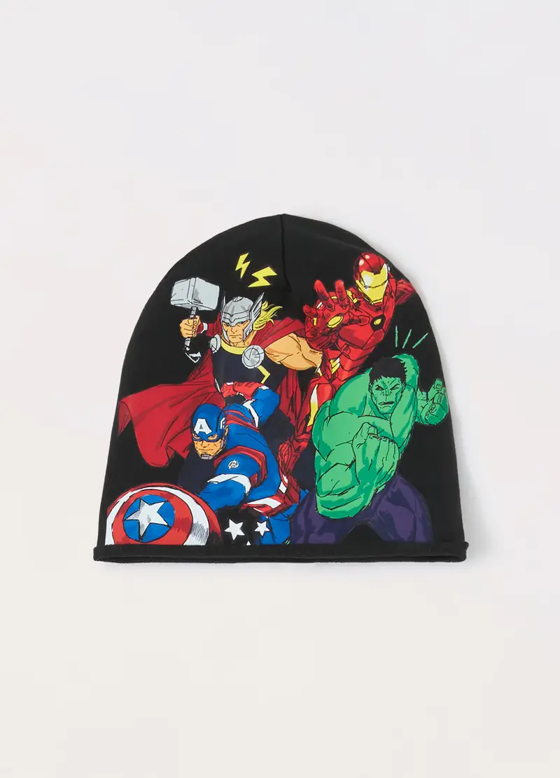 Blukids Berretto In Cotone Stretch, Bambino, Nero stampa 1