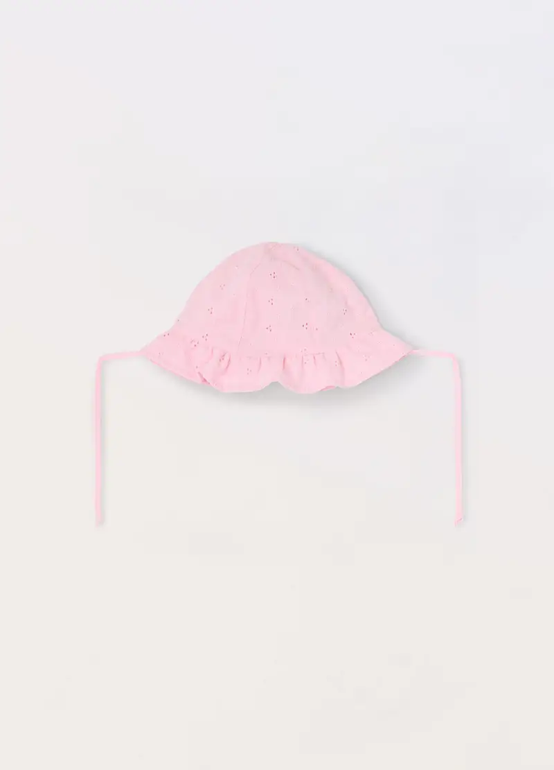 Blukids Berretto In Sangallo Di Puro Cotone Neonata, Bambina, Rosa cipria