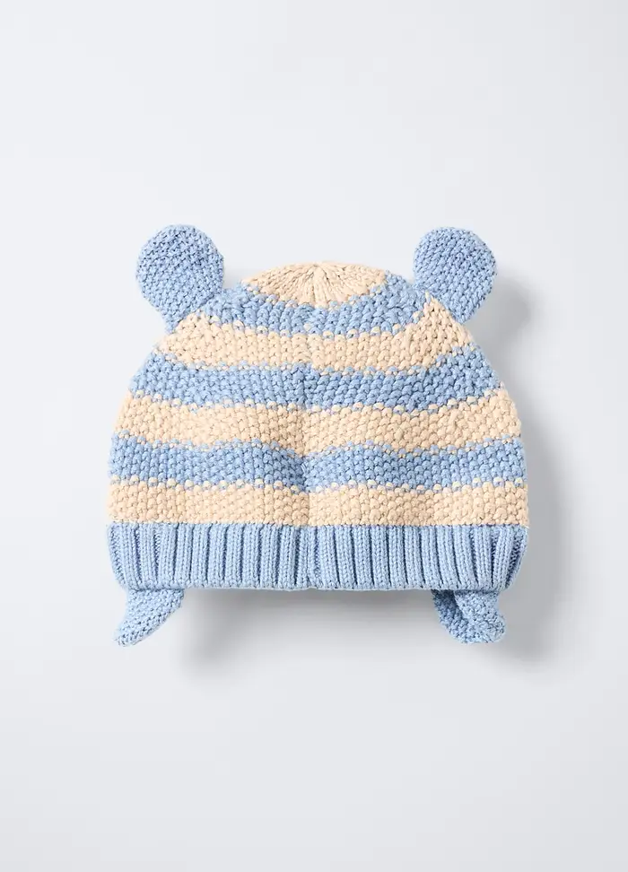 Blukids Berretto Tricot In Puro Cotone Neonato, Azzurro, U