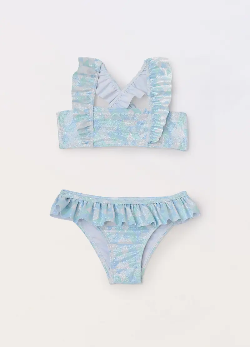Blukids Bikini Con Rouches Bambina, Unisex, Azzurro chiaro, Taglia: 3-4