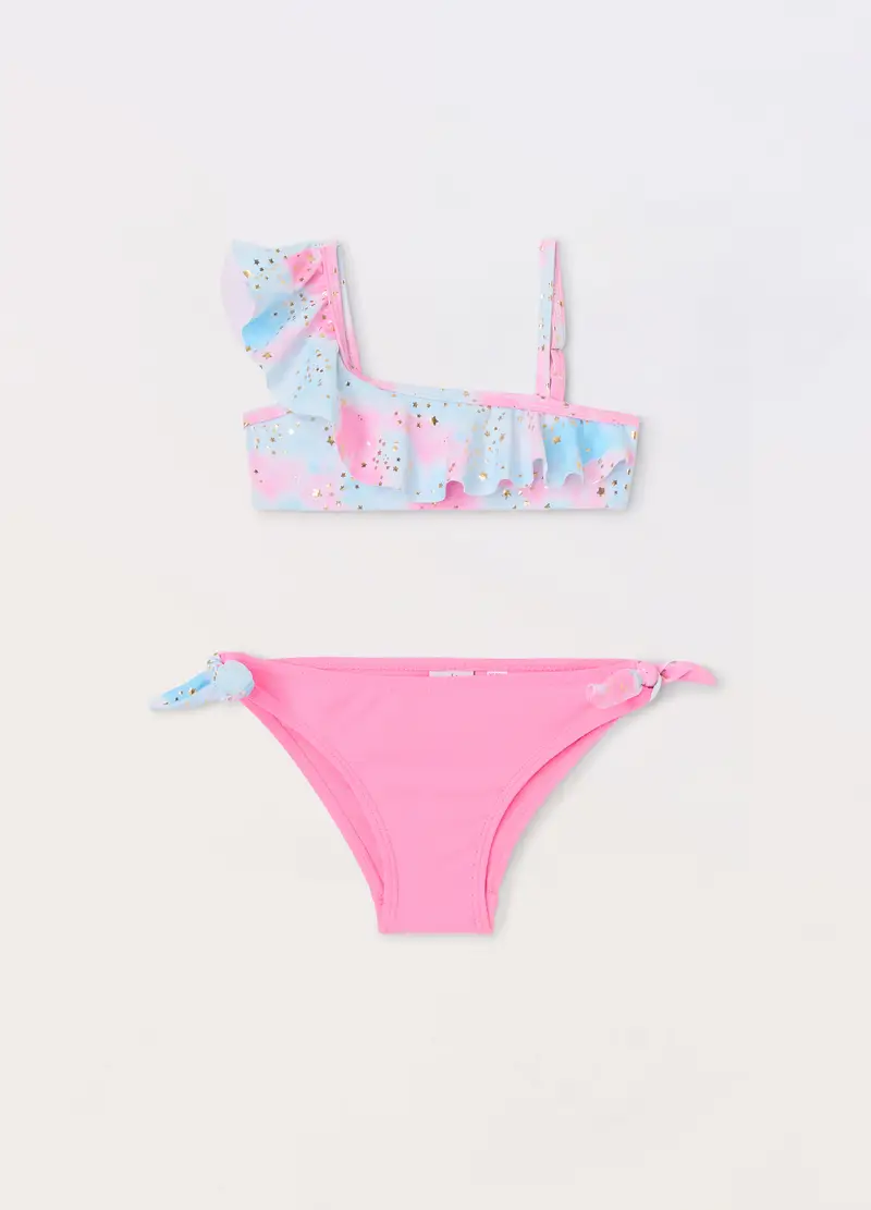 Blukids Bikini Con Rouches Bambina, Unisex, Rosa pastello, Taglia: 4-5