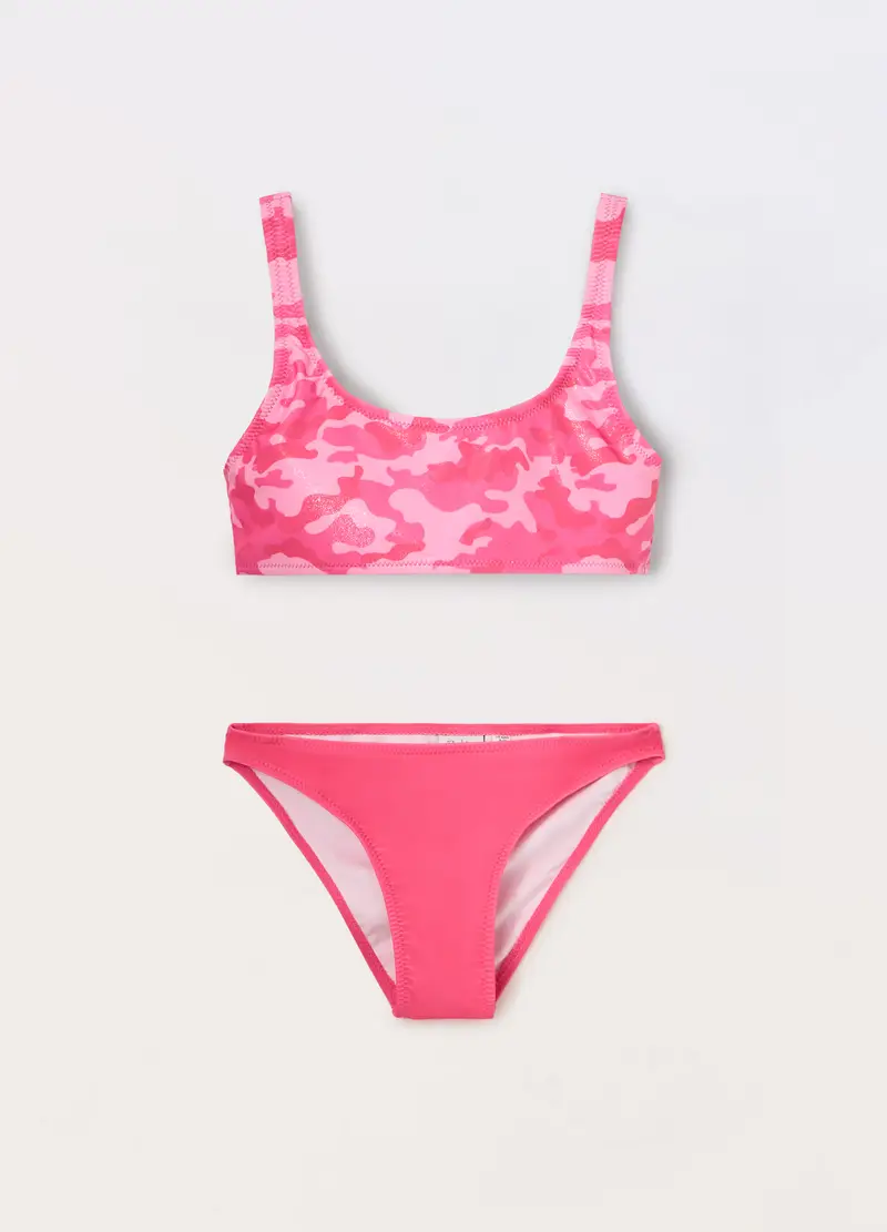 Blukids Bikini Costume Camouflage Ragazza, Unisex, Rosa fuxia, Taglia: 9