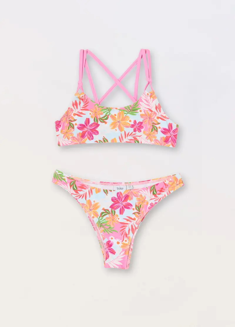 Blukids Bikini Floreale Ragazza, Unisex, Arancione pesca, Taglia: 8-9