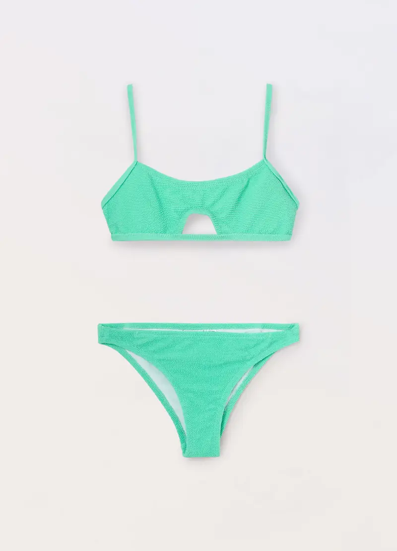 Blukids, Bikini In Tessuto Testurizzato Ragazza, Unisex, Verde smeraldo, Taglia: 9-10