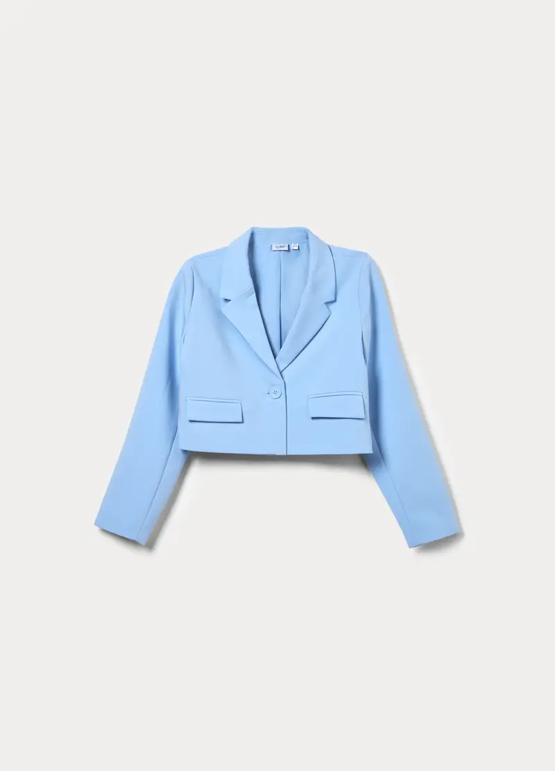 Blukids Blazer Cropped In Poli Viscosa Ragazza, Bambina, Azzurro cielo
