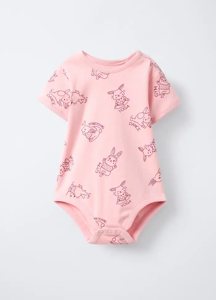 Body In Costina Di Puro Cotone, Neonata, Rosa pastello