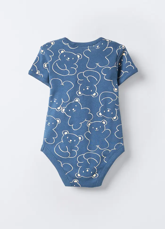 Body In Costina Di Puro Cotone, Neonato, Blu Bluette