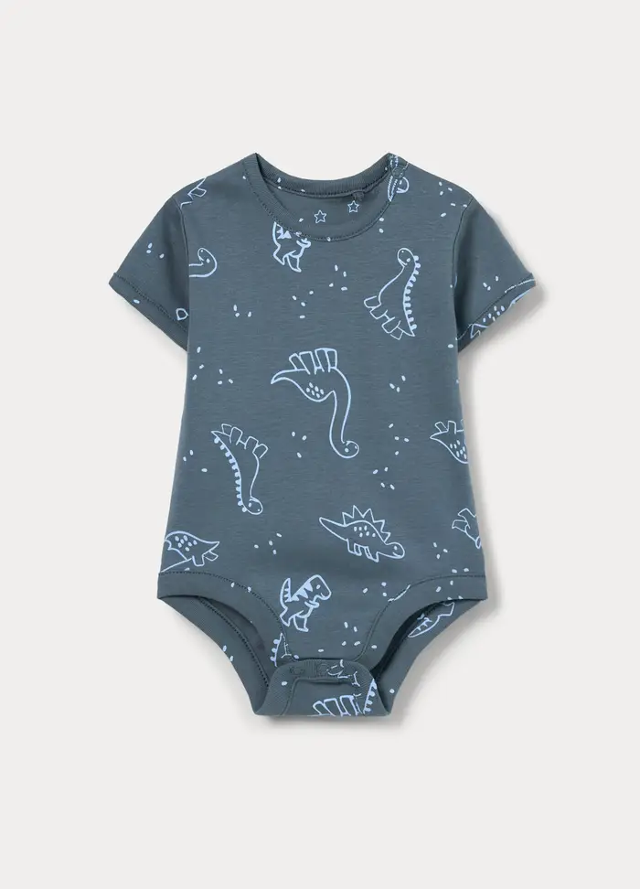 Blukids Body In Costina Di Puro Cotone Neonato, Blu stampa 1