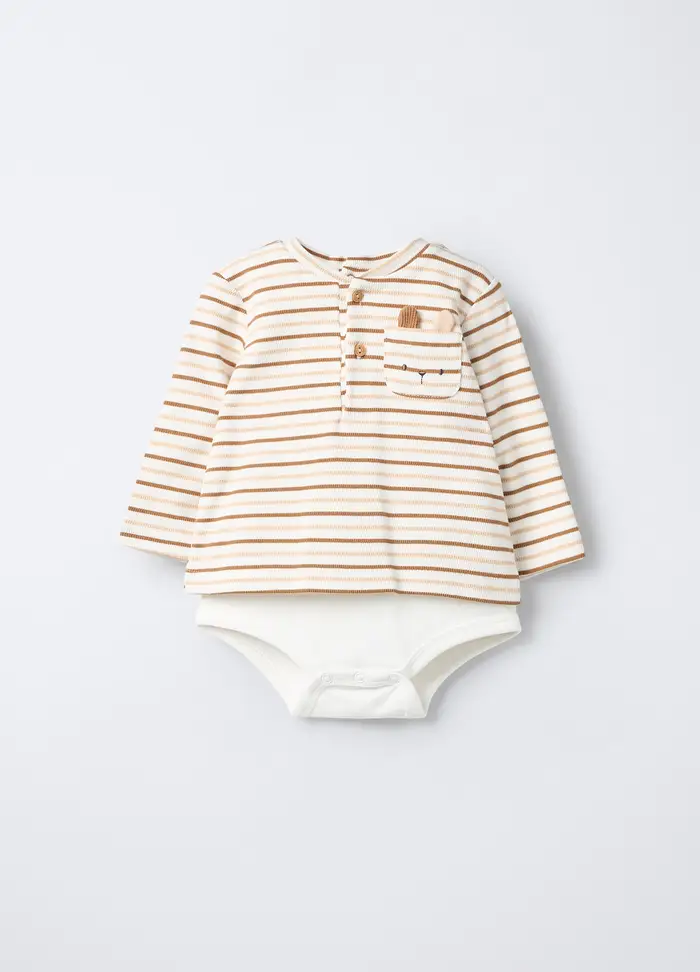 Body In Puro Cotone Con T-shirt Neonato, Bianco