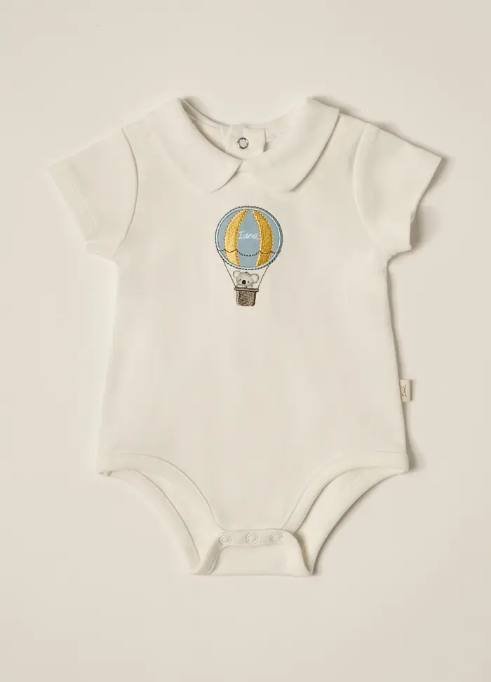 Body In Puro Cotone Iana Neonato, Bianco gesso