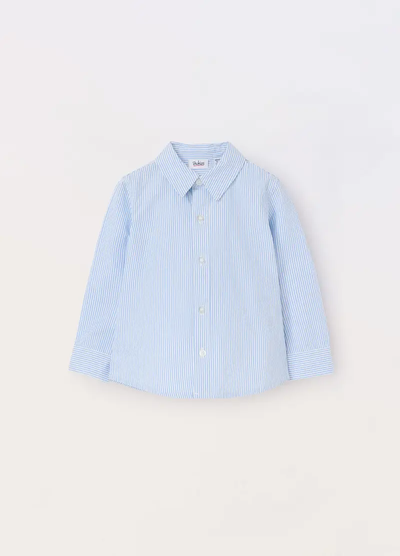 Blukids Camicia A Righe In Puro Cotone Neonato, Bambino, Azzurro chiaro, Taglia: 9