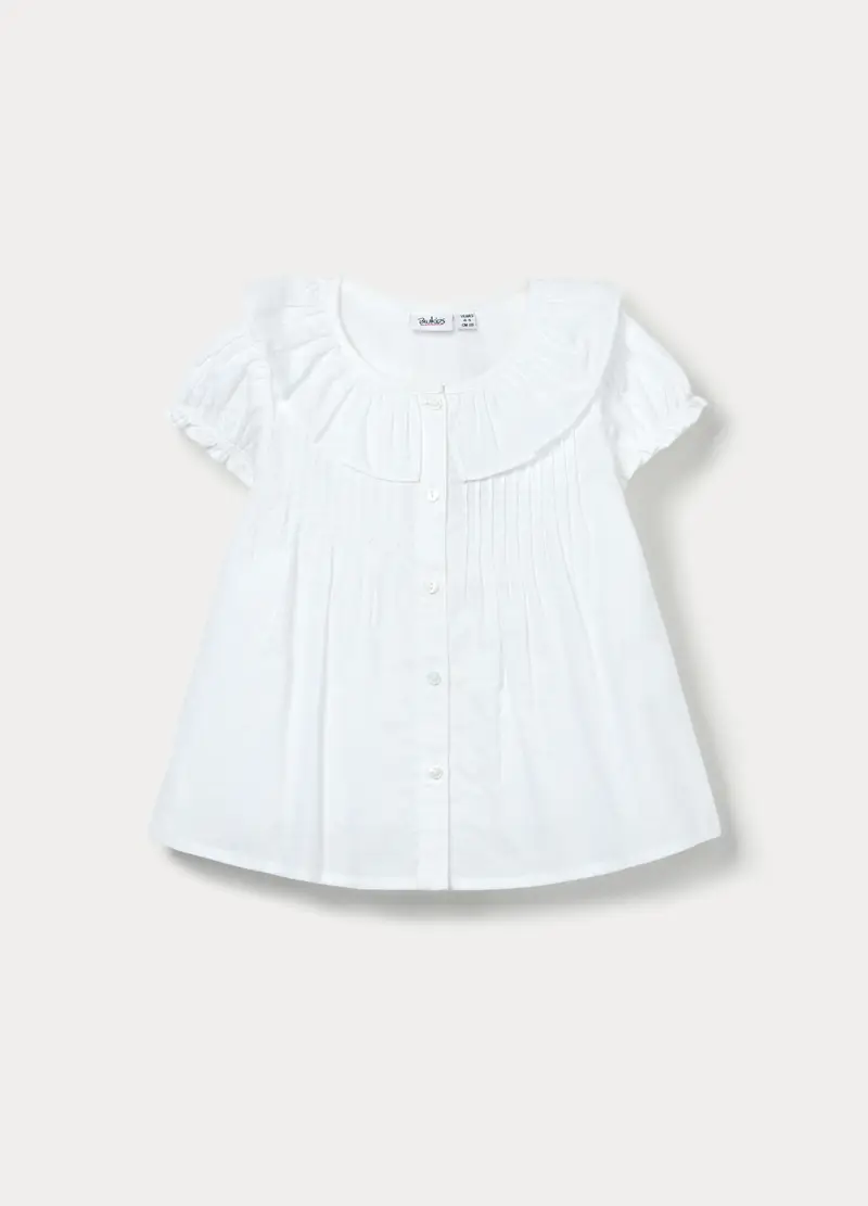 Blukids Camicia In Puro Cotone Bambina, Bianco gesso