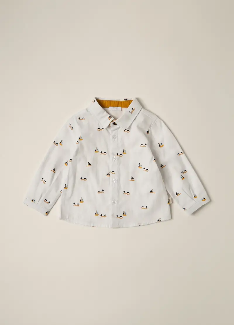 Blukids, Camicia In Twill Di Puro Cotone Iana Neonato, Bianco, Taglia: 6