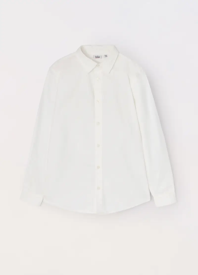 Blukids Camicia In Twill Di Puro Cotone Ragazzo, Bambino, Bianco gesso, Taglia: 9