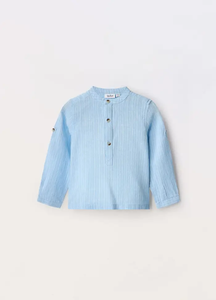 Blukids Camicia Misto Lino Neonato, Bambino, Azzurro chiaro