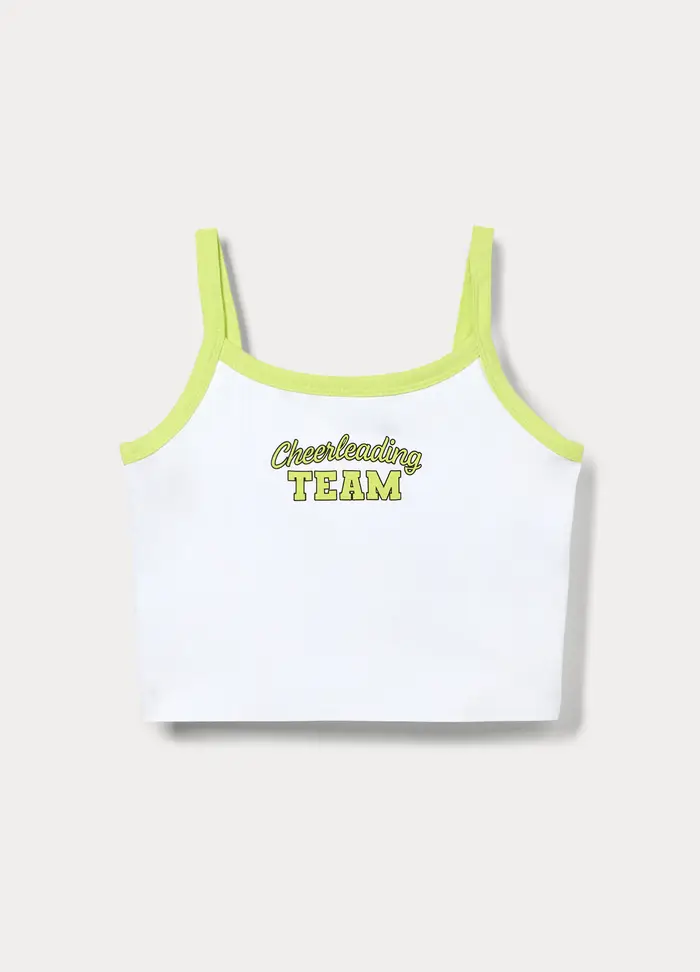 Canotta Fitted In Jersey Stretch Ragazza, Bambina, Bianco