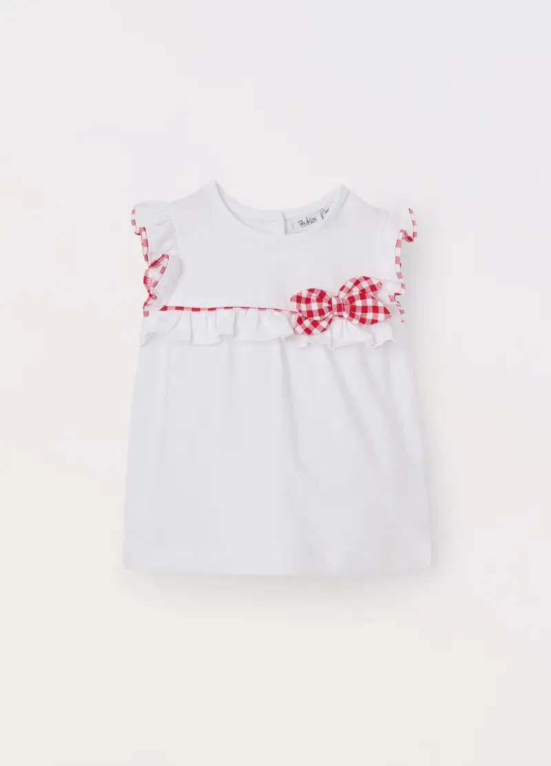 Blukids Canotta In Jersey Di Cotone Stretch Neonata, Bambina, Bianco/Rosso, Taglia: 9