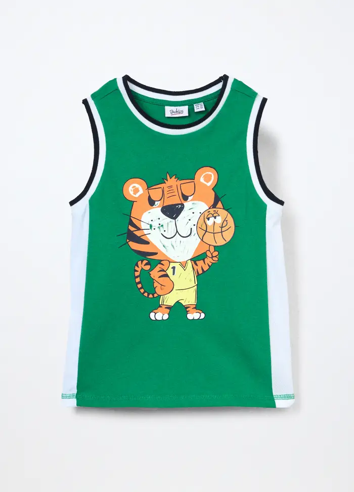Blukids Canotta In Jersey Di Puro Cotone Neonato, Bambino, Verde smeraldo