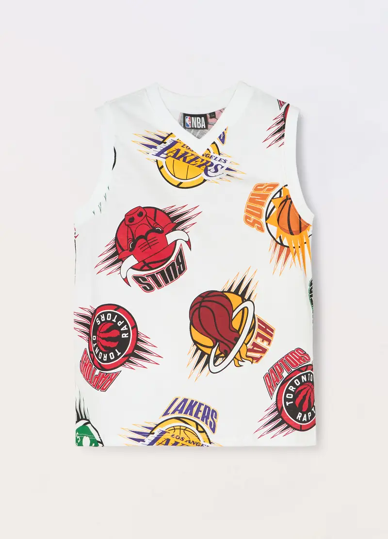 Blukids Canotta Nba In Puro Cotone Ragazzo, Bambino, Bianco