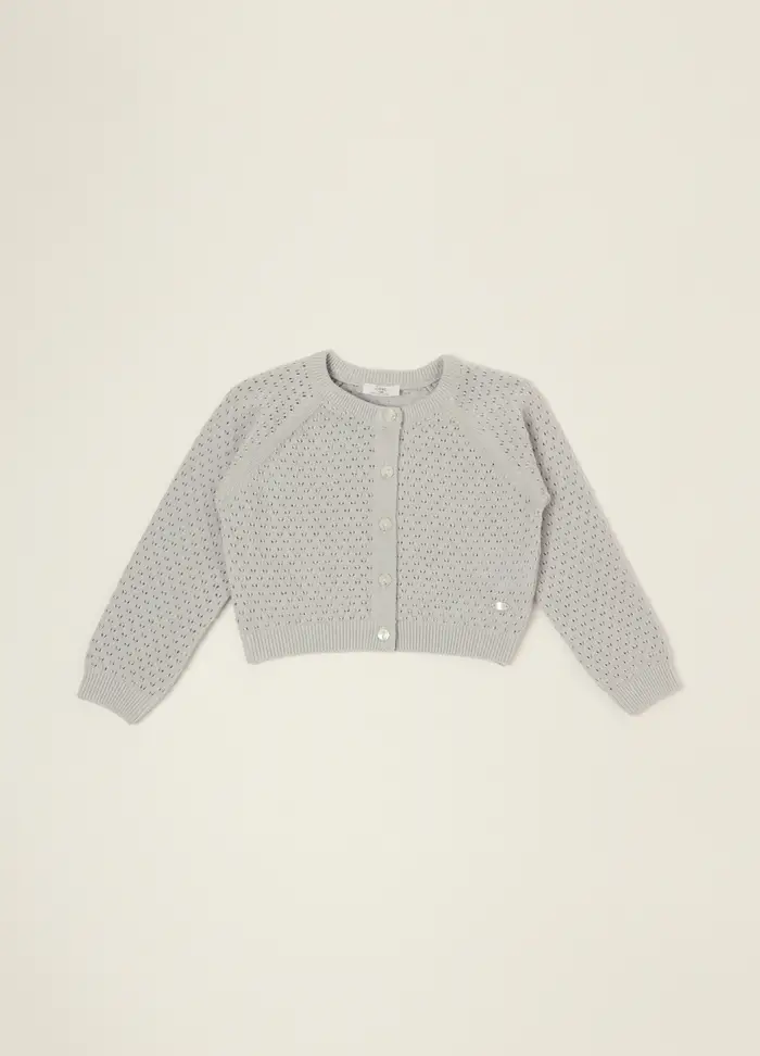 Blukids Cardigan Grigio In Puro Cotone, Neonata, Beige