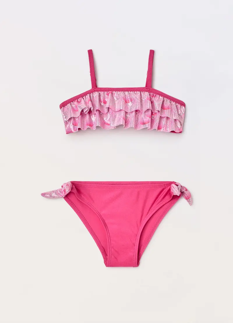 Blukids Costume Bikini Con Rouches Bambina, Unisex, Rosa fuxia