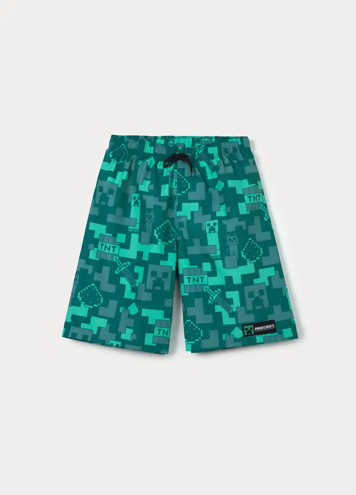 Costume Boxer Minecraft Ragazzo, Unisex, Verde foglia