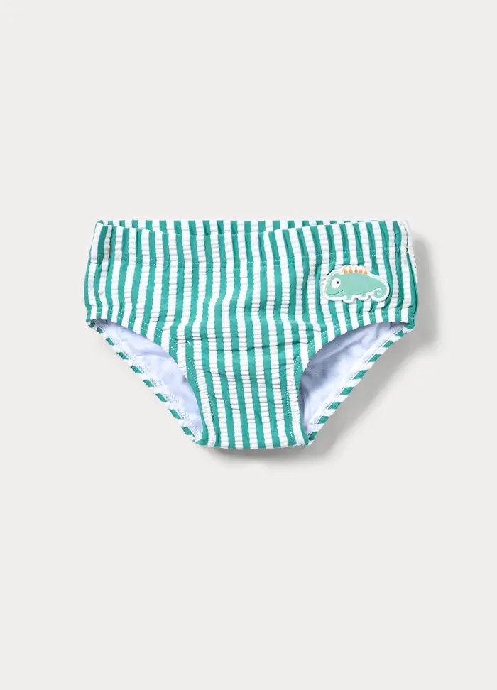 Blukids Costume Da Bagno Slip, Neonato, Bianco/Verde