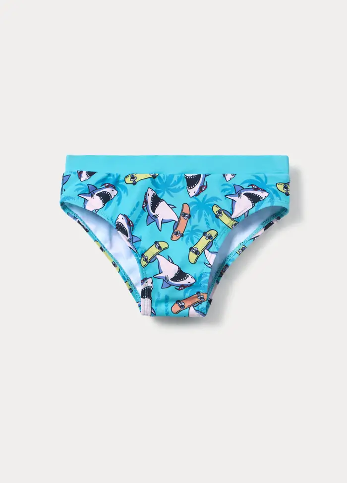 Blukids Costume Da Spiaggia Slip Bambino, Unisex, Azzurro acquamarina