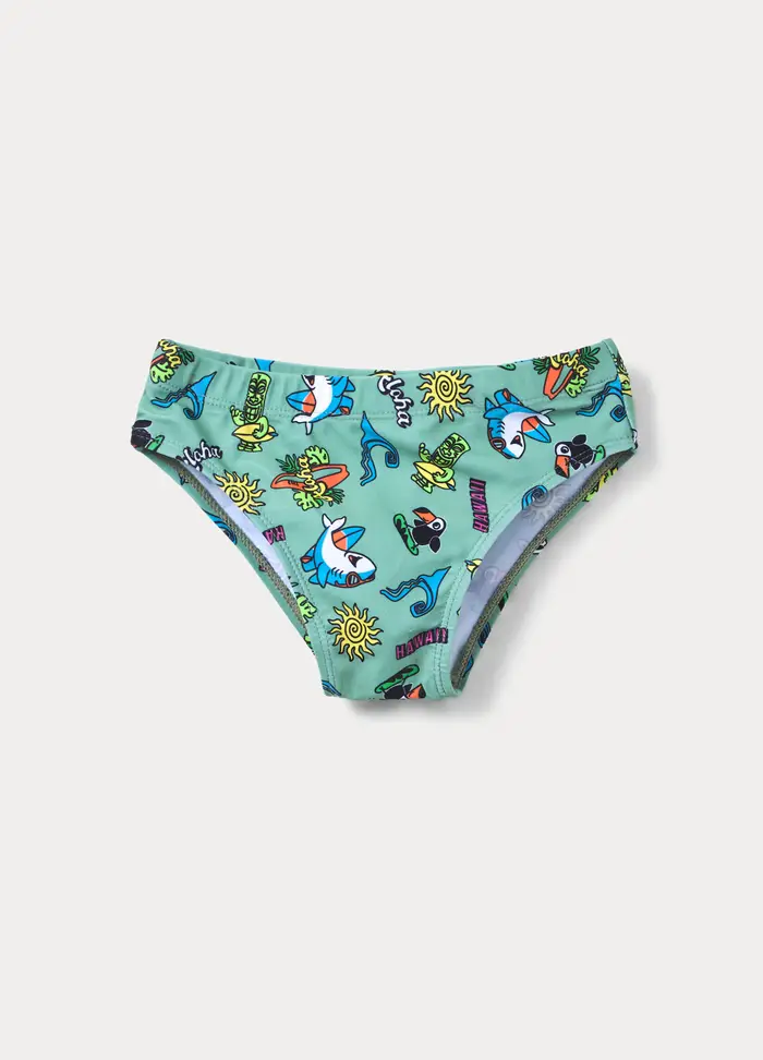 Blukids Costume Da Spiaggia Slip Bambino, Unisex, Verde chiaro