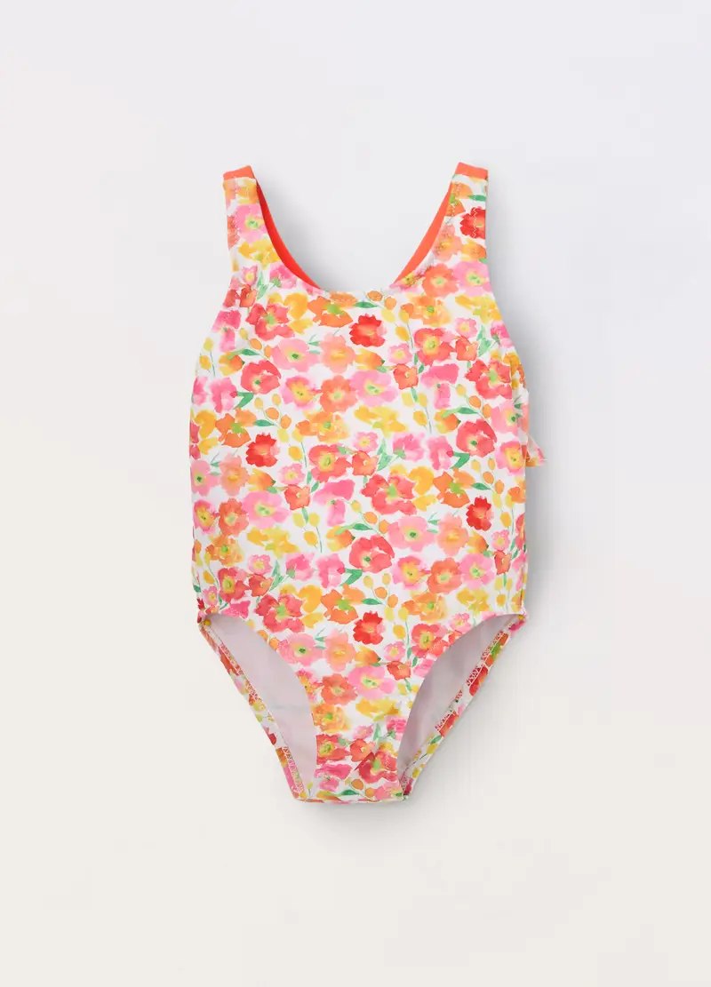 Blukids Costume Intero A Fiori Neonata, Arancione papaya, Taglia: 1