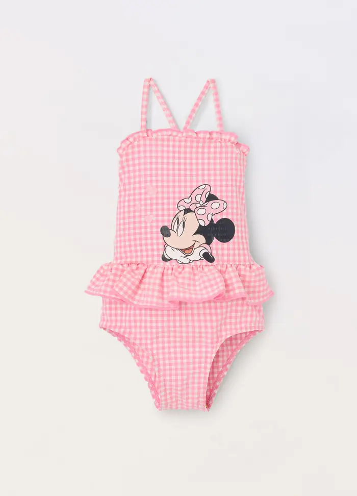 Costume Intero A Quadri Neonata, Rosa pastello