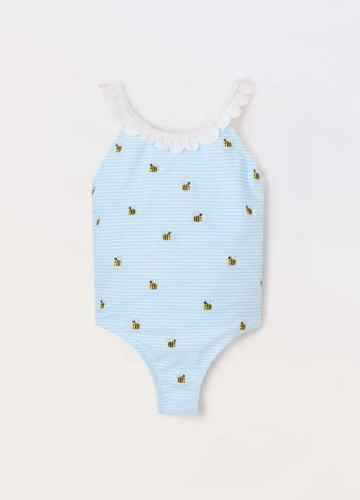 Costume Intero A Righe Neonata, Azzurro chiaro