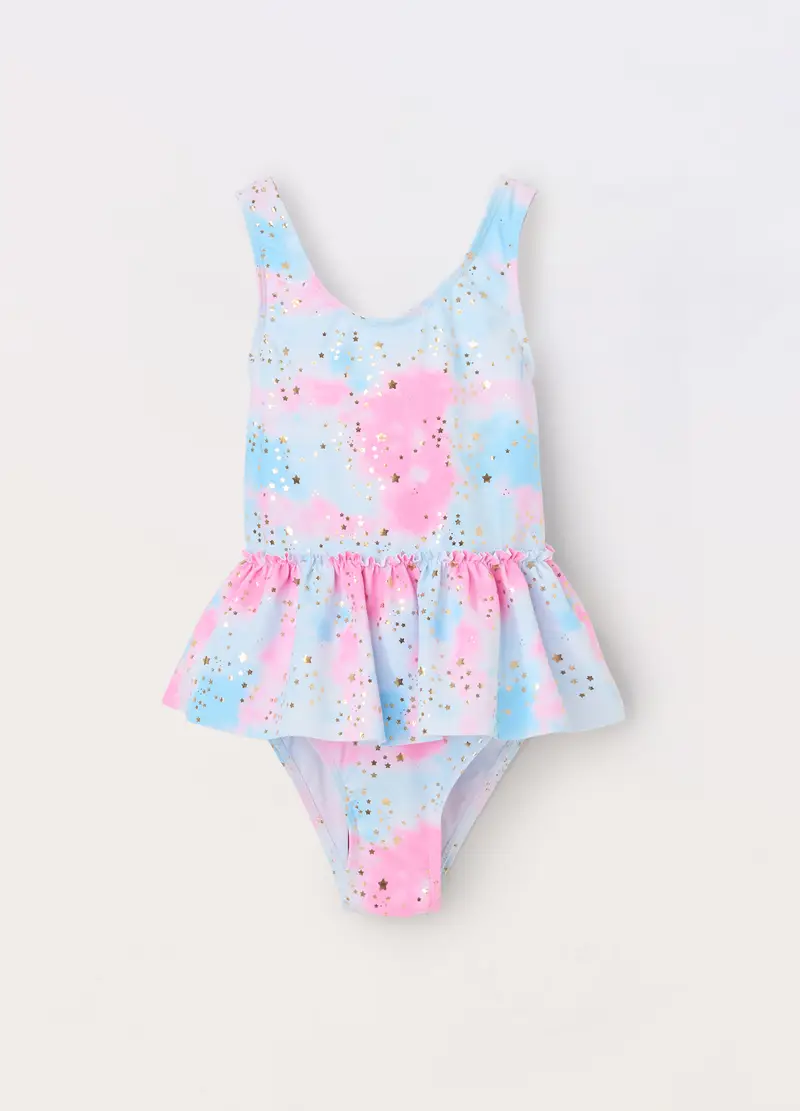 Blukids Costume Intero Con Stampa Bambina, Unisex, Rosa/azzurro