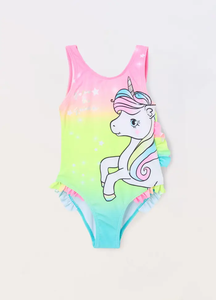 Costume Intero Con Stampa Bambina, Unisex, Rosa chiaro